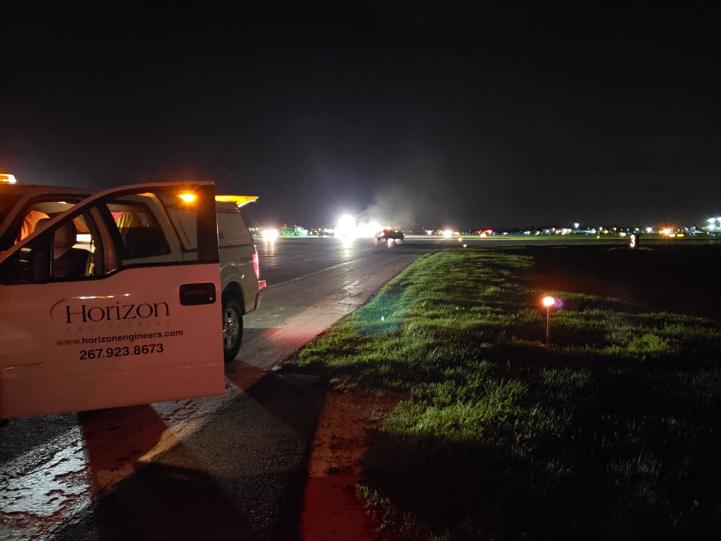 Horizon Engineering Survey Crew working at Lehigh Valley International Airport at night